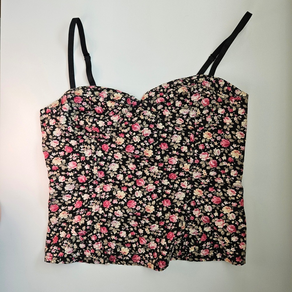 Floral Corset Bustier Y2K Top Festival Renfaire Small Coquette Feminine Cottage